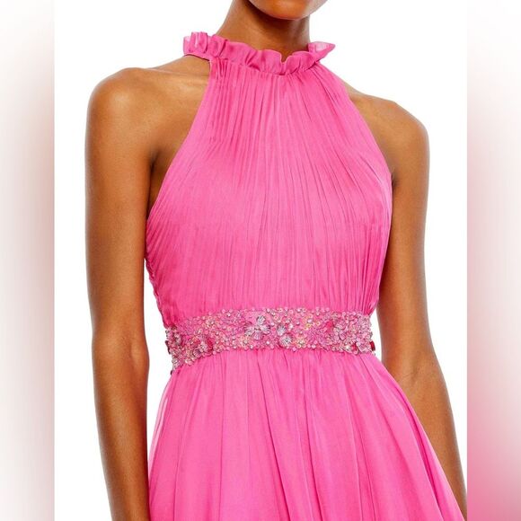 Mac Duggal | 68029 Halter Neck High Low Flowy Gown Size 2 NEW - Picture 4 of 11
